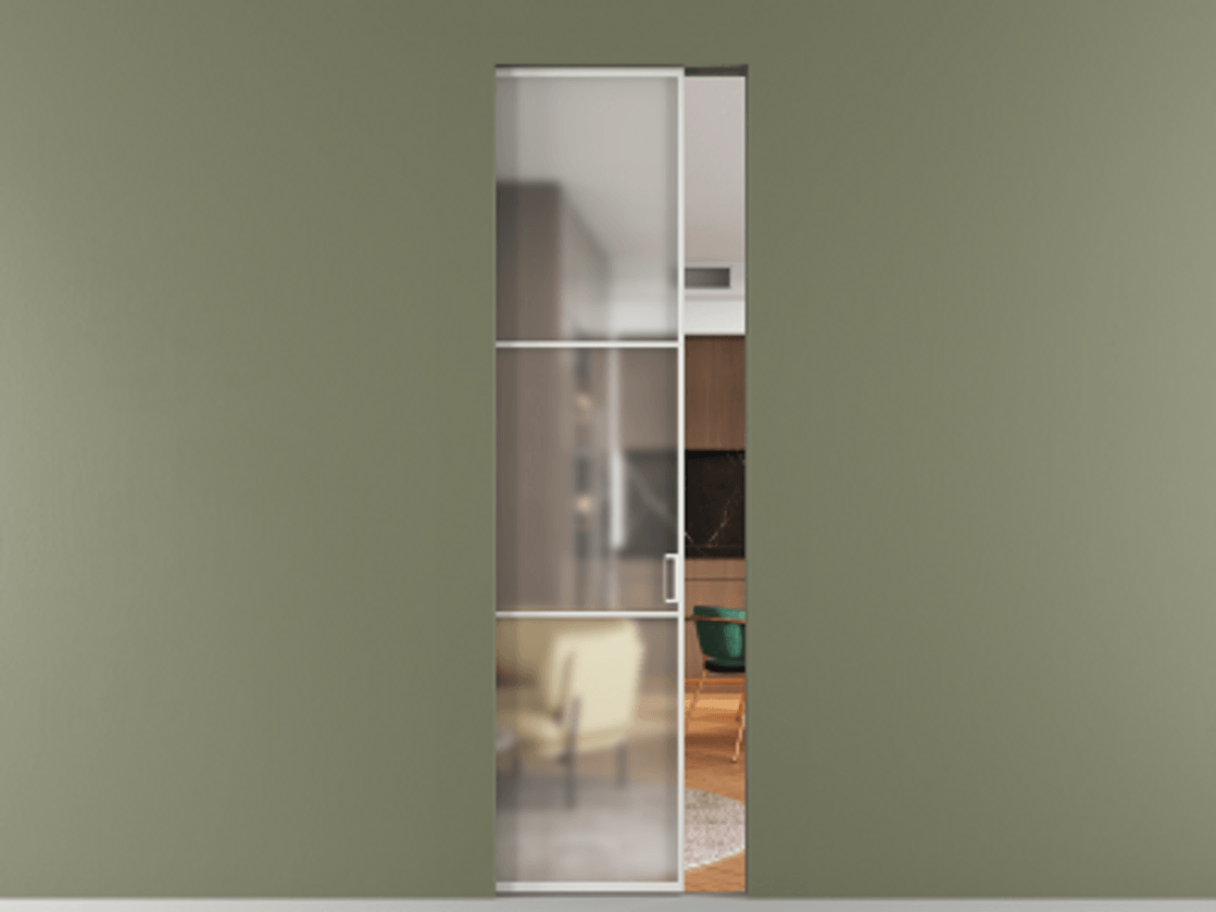 Перегородка Формато скрытый пенал 1 створка АЛПР 040.03 Алюминий светло-серый Сатинированное стекло "Мателюкс Кристал Вижн", калёное, матовое, каленое 6 мм. Цена 1091040 AMD . Фабрика дверей Волховец 8 (800) 551 43 19 Перегородка Формато скрытый пенал 1 створка АЛПР 040.03 Алюминий светло-серый Сатинированное стекло "Мателюкс Кристал Вижн", калёное, матовое, каленое 6 мм Цена 1091040 AMD | Volhovec