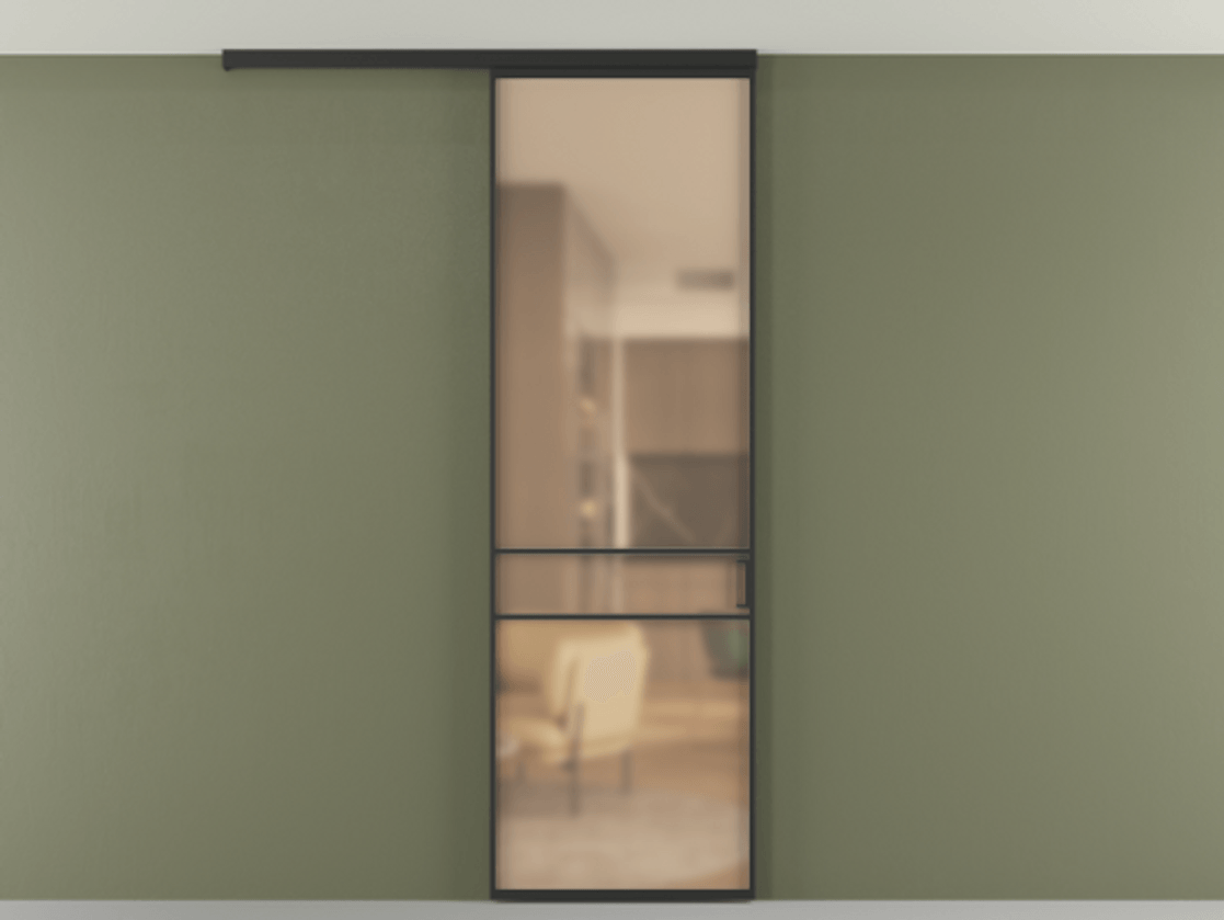 Перегородка Формато вдоль стены на потолок 1 створка АЛПР 040.02 Алюминий Черный Сатинированное оранжевое стекло, триплекс Цена 628500 AMD | Volhovec