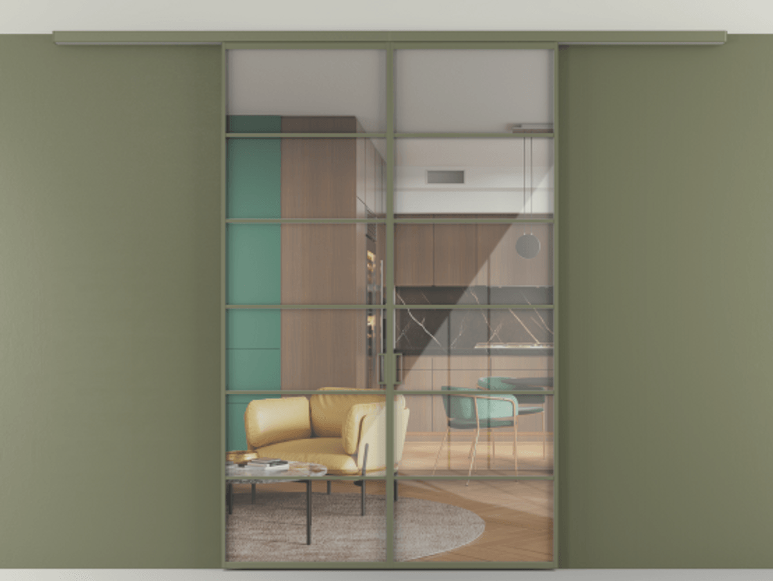 Перегородка Формато вдоль стены на потолок 2 створки АЛПР 040.04 Алюминий оливковый тёмный Рефлективное прозрачное стекло "Стопсол", калёное. Цена 1493150 AMD 1. Полотно 2 шт. (800/2100 мм)
2. Комплект установки раздвижной системы
3. Базовый комплект фурнитуры
4.Ручка Рондо. Фабрика дверей Волховец 8 (800) 551 43 19 Перегородка Формато вдоль стены на потолок 2 створки АЛПР 040.04 Алюминий оливковый тёмный Рефлективное прозрачное стекло "Стопсол", калёное Цена 1493150 AMD | Volhovec