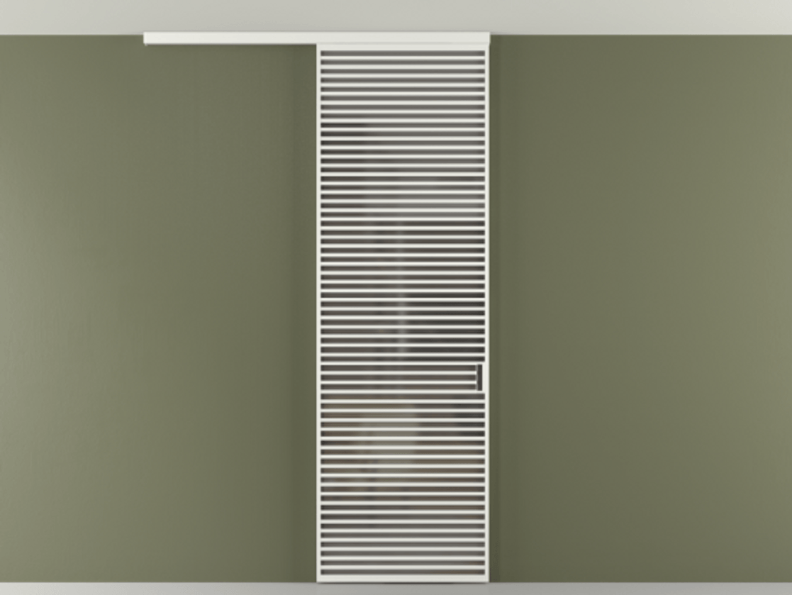 Перегородка Формато вдоль стены на потолок 1 створка АЛПР 040.07 Алюминий светло-серый Сатинированное серое стекло, триплекс Цена 1198460 AMD | Volhovec