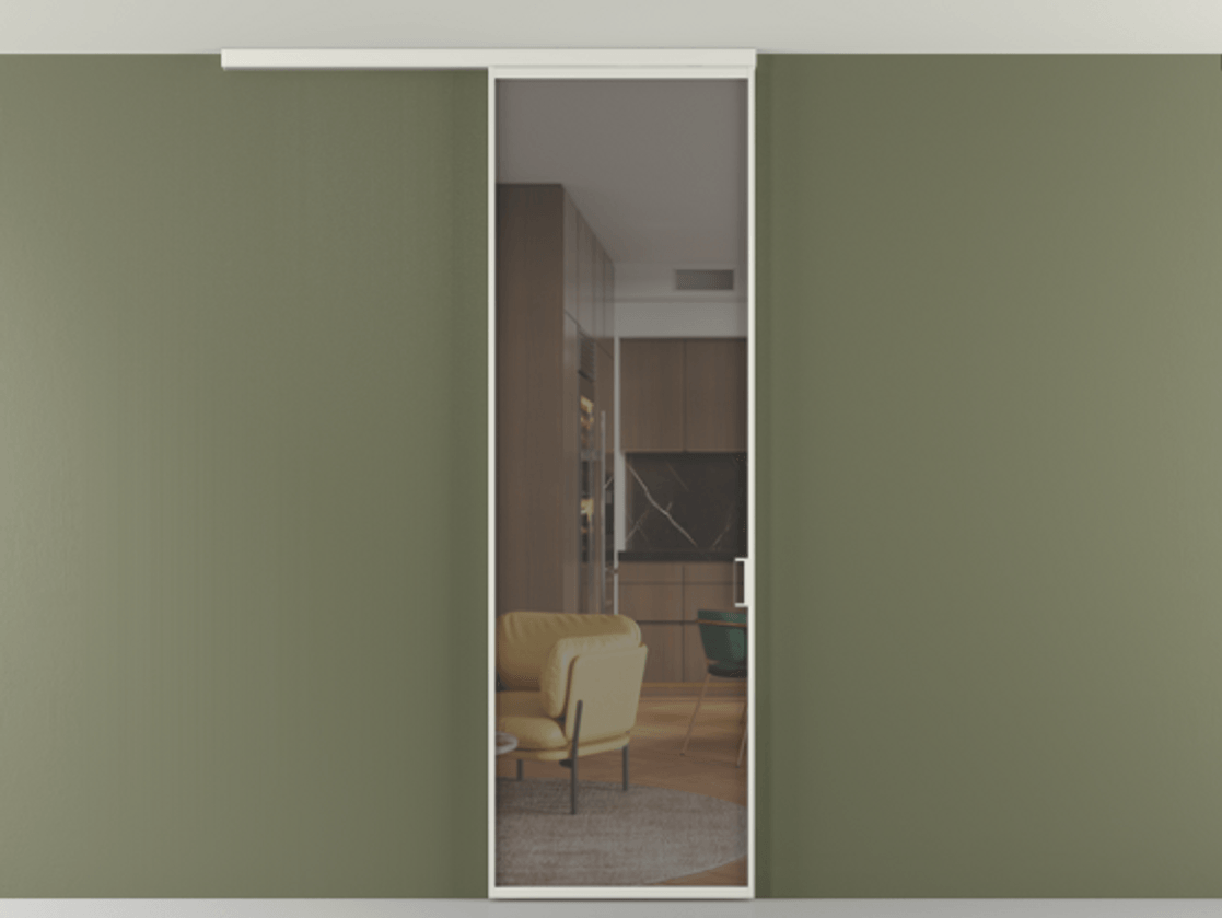 Перегородка Formato вдоль стены на потолок 1 створка АЛПР 040.01 Алюминий серый Прозрачное серое стекло, триплекс Цена 623170 AMD | Volhovec