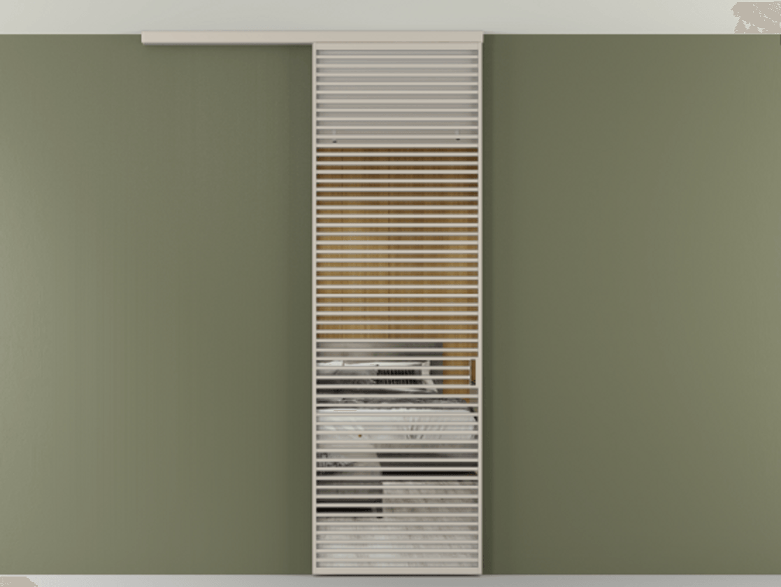 Перегородка Формато вдоль стены на потолок 1 створка АЛПР 040.07 Алюминий светло-бежевый Двустороннее зеркало, триплекс , триплекс 6 мм Цена 1262670 AMD | Volhovec