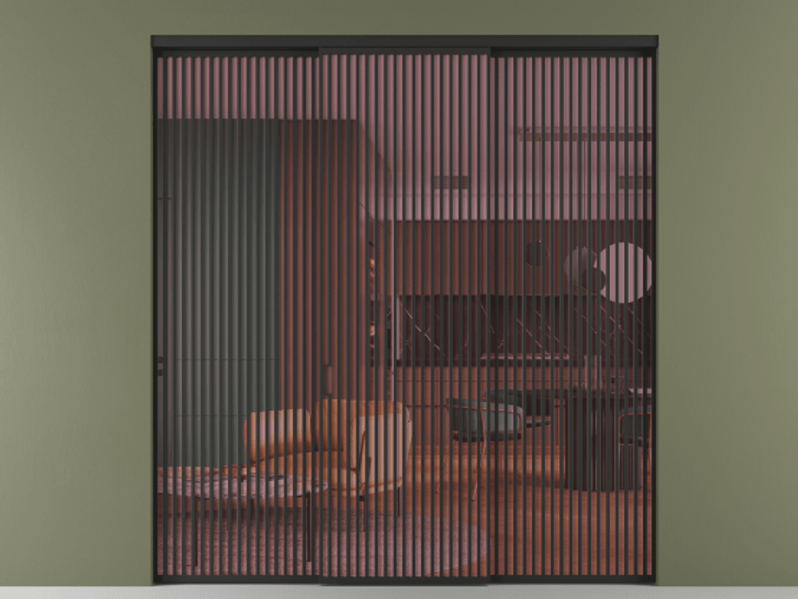 Перегородка Formato внутри проёма 3 створки АЛПР 040.06 Алюминий Черный Прозрачное розовое стекло, триплекс Цена 3119900 AMD | Volhovec