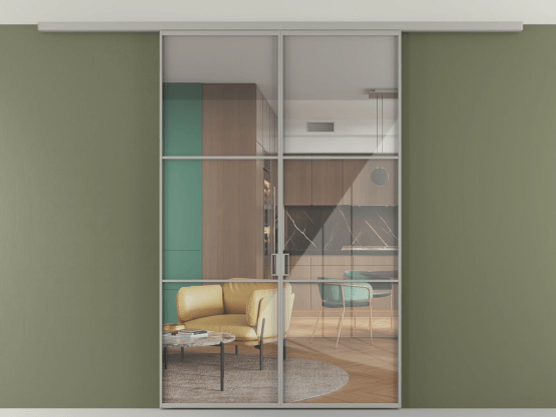 Перегородка Формато вдоль стены на потолок 2 створки АЛПР 040.03 Алюминий нейтральный серый Рефлективное прозрачное стекло "Стопсол", калёное. Цена 1400570 AMD 1. Полотно 2 шт. (800/2100 мм)
2. Комплект установки раздвижной системы
3. Базовый комплект фурнитуры
4.Ручка Рондо. Фабрика дверей Волховец 8 (800) 551 43 19 Перегородка Формато вдоль стены на потолок 2 створки АЛПР 040.03 Алюминий нейтральный серый Рефлективное прозрачное стекло "Стопсол", калёное Цена 1400570 AMD | Volhovec