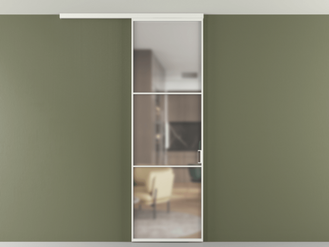 Перегородка Формато вдоль стены на потолок 1 створка АЛПР 040.03 Алюминий светло-серый Сатинированное стекло "Мателюкс Кристал Вижн", калёное, матовое, каленое 6 мм Цена 846440 AMD | Volhovec