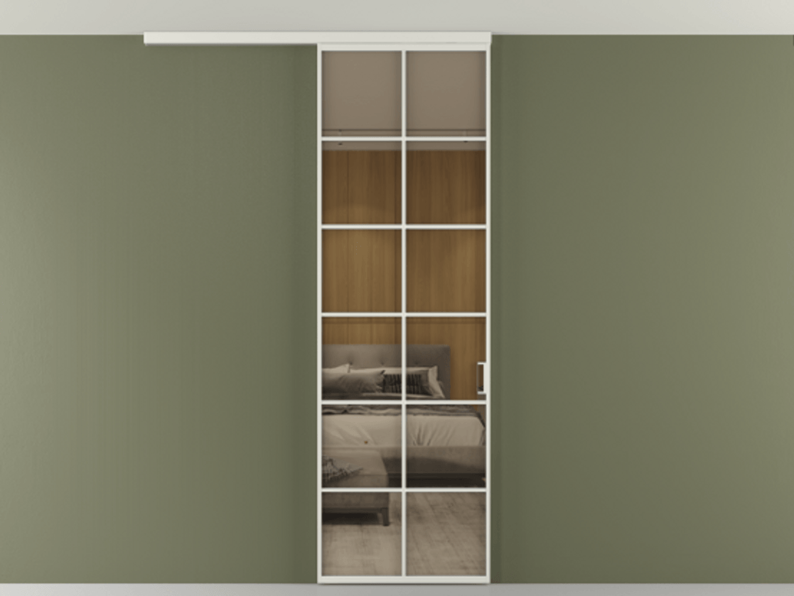 Перегородка Формато вдоль стены на потолок 1 створка АЛПР 040.05 Алюминий серый Рефлективное бронзовое стекло "Стопсол", калёное Цена 904300 AMD | Volhovec