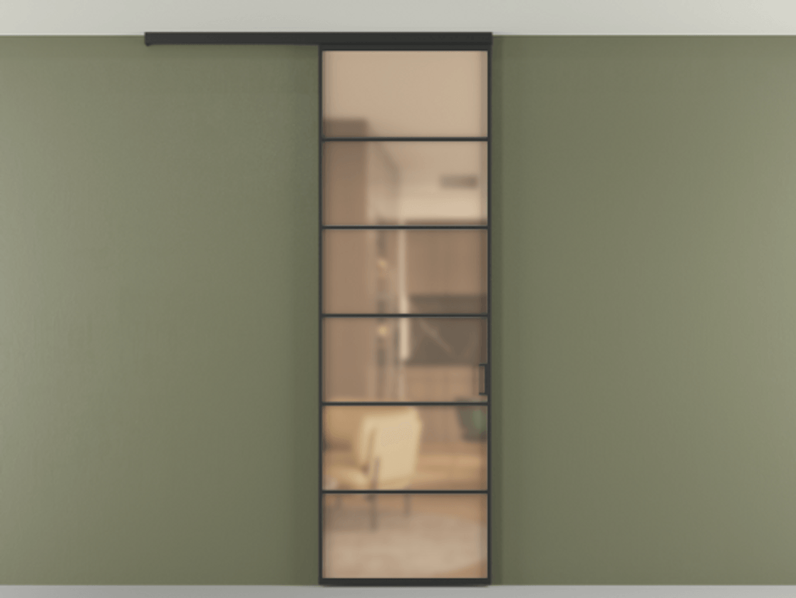 Перегородка Формато вдоль стены на потолок 1 створка АЛПР 040.04 Алюминий Черный Сатинированное оранжевое стекло, триплекс Цена 669600 AMD | Volhovec