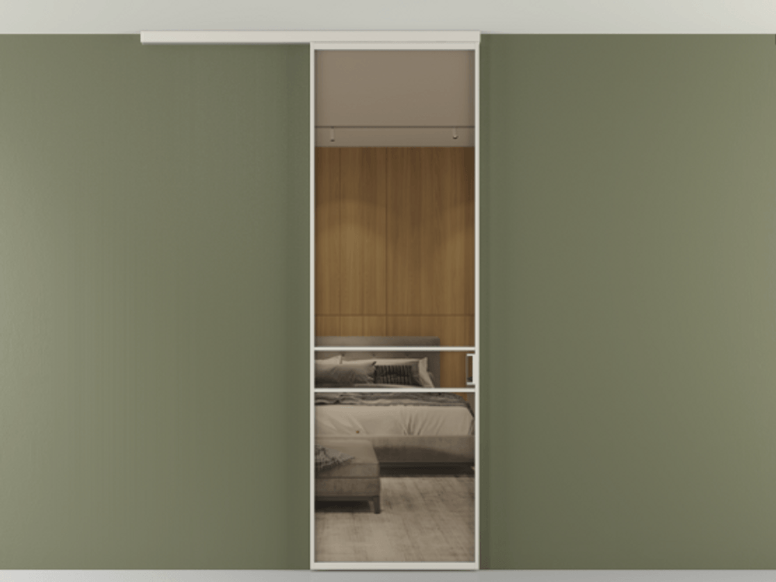 Перегородка Формато вдоль стены на потолок 1 створка АЛПР 040.02 Алюминий облачно-серый Рефлективное бронзовое стекло "Стопсол", калёное Цена 846440 AMD | Volhovec