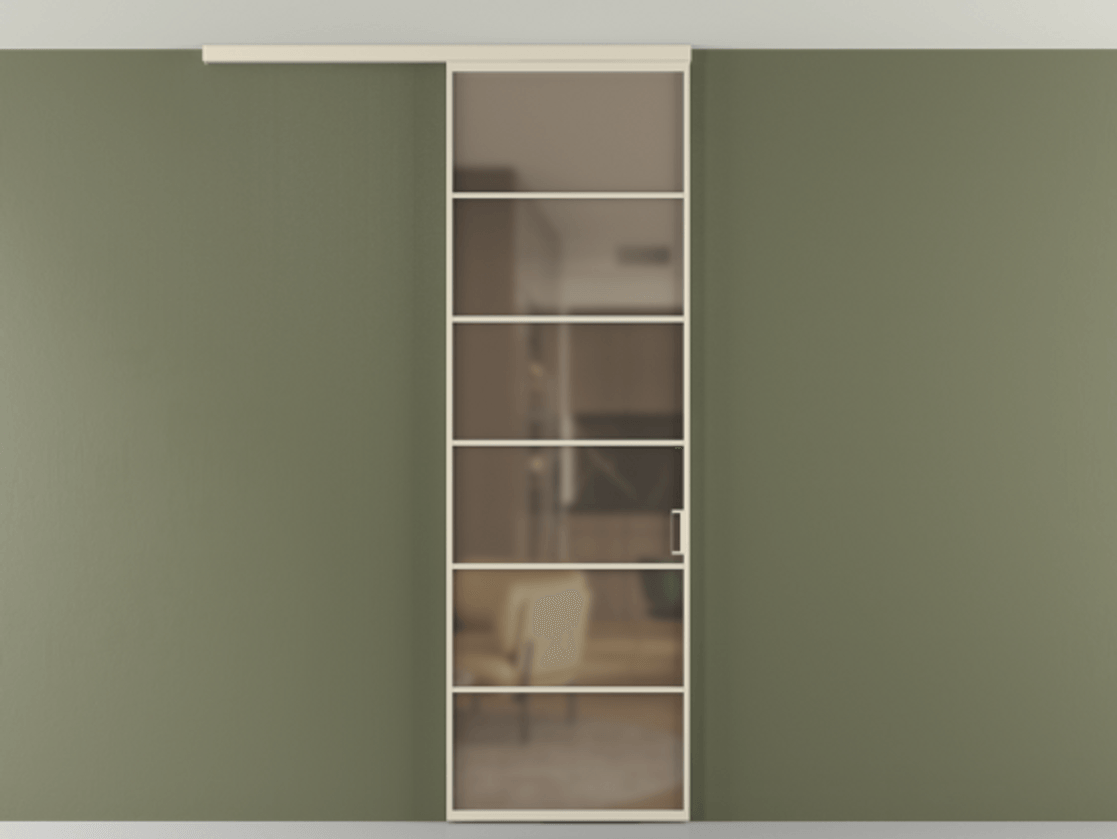 Перегородка Formato вдоль стены на потолок 1 створка АЛПР 040.04 Алюминий бежево-серый Сатинированное бронзовое стекло, триплекс Цена 696610 AMD | Volhovec