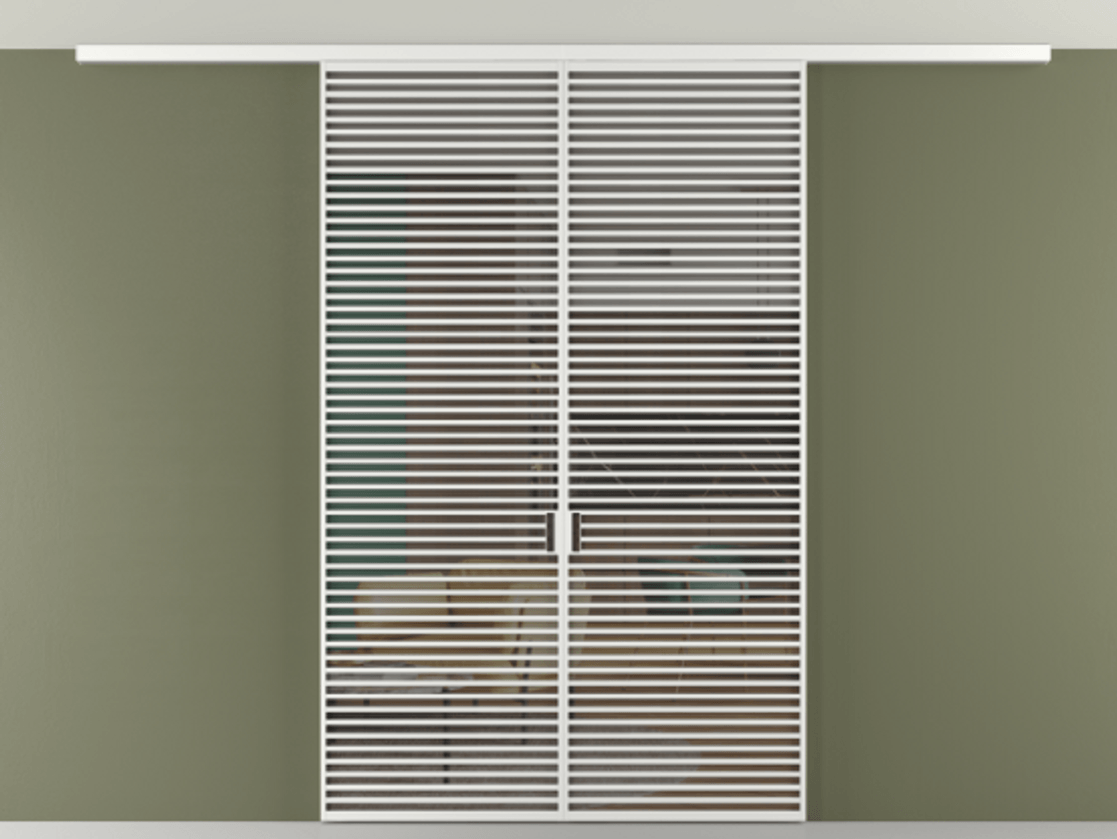 Перегородка Формато вдоль стены на потолок 2 створки АЛПР 040.07 Алюминий белоснежный Прозрачное серое стекло, триплекс Цена 2477450 AMD | Volhovec