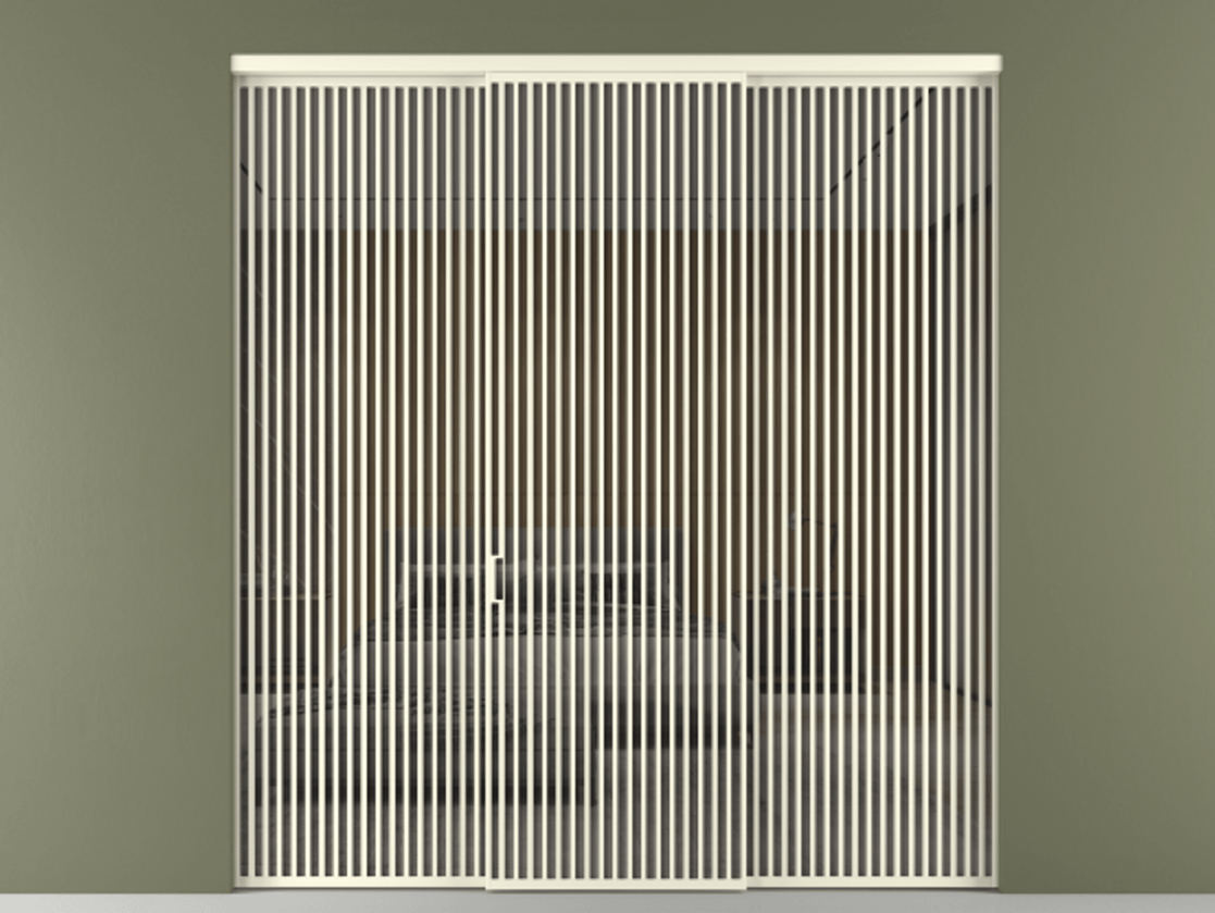 Перегородка Формато внутри проёма 3 створки АЛПР 040.06 Алюминий молочно-белый Рефлективное серое стекло "Стопсол", калёное Цена 4124630 AMD | Volhovec