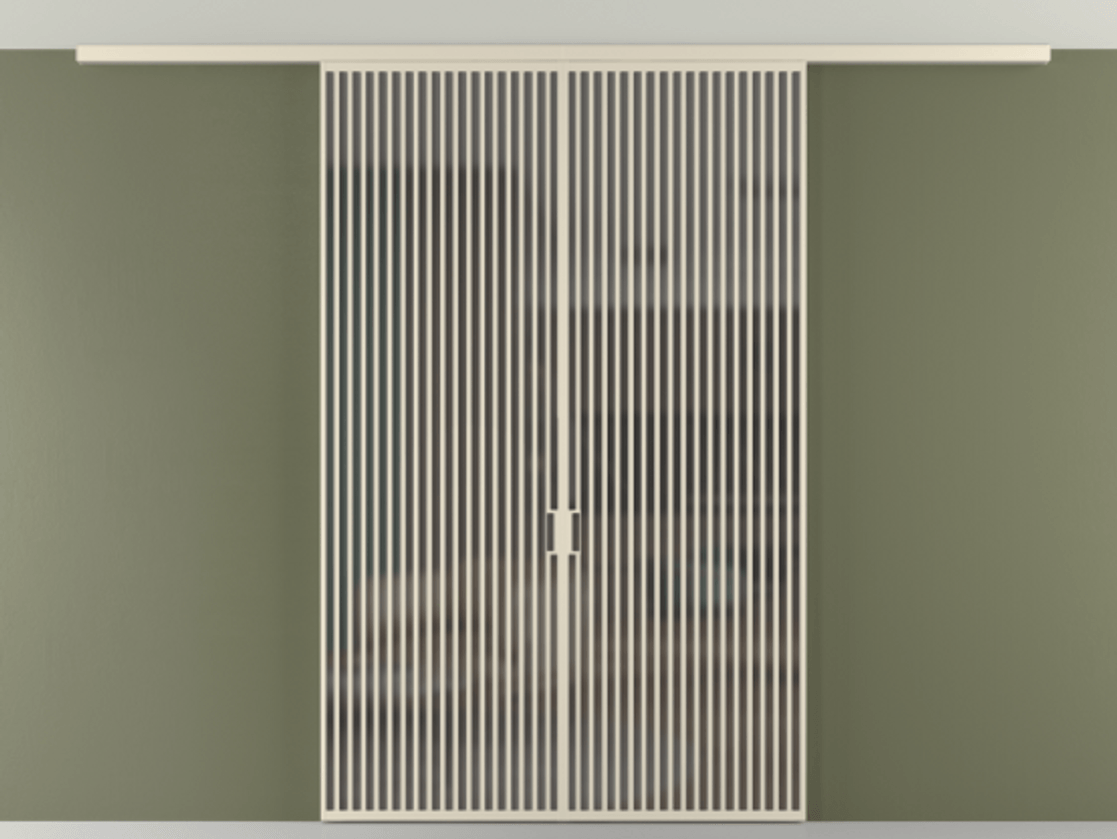 Перегородка Формато вдоль стены на потолок 2 створки АЛПР 040.06 Алюминий бежево-серый Сатинированное серое стекло, триплекс Цена 2991100 AMD | Volhovec