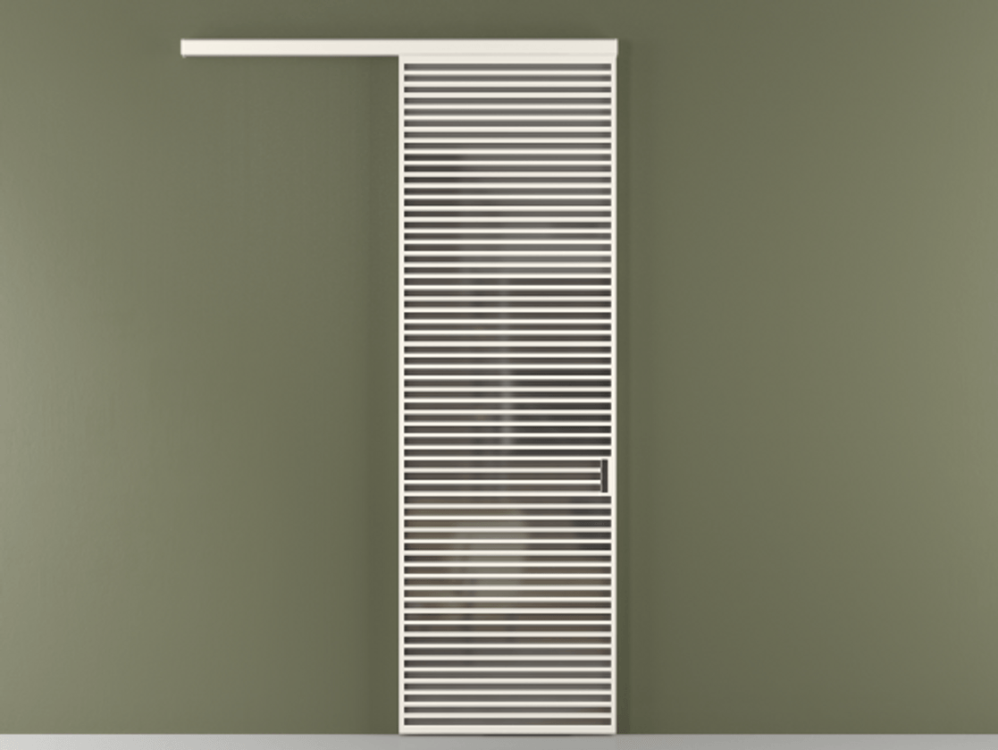 Перегородка Formato вдоль стены 1 створка АЛПР 040.07 Алюминий пудровый белый Сатинированное серое стекло, триплекс Цена 1244130 AMD  | Volhovec