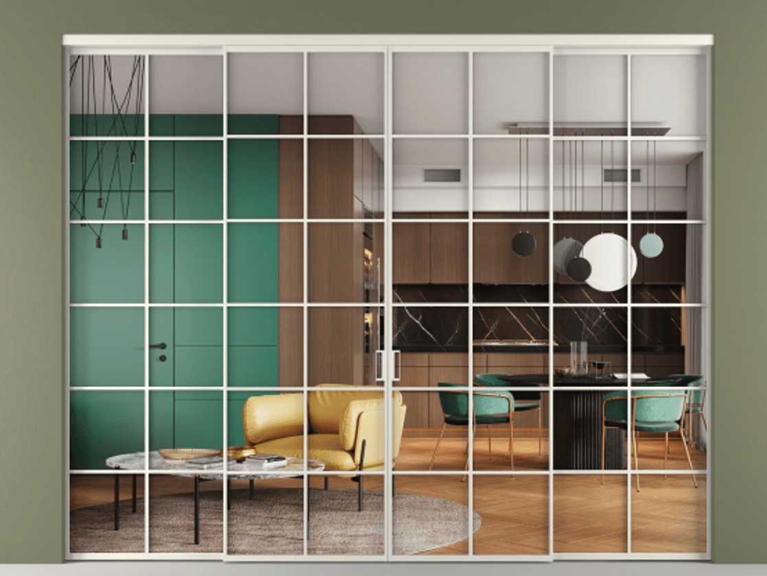 Перегородка Formato внутри проёма четырёхстворчатая АЛПР 040.05 Алюминий Белый Прозрачное стекло "Crystal Vision", калёное, 6 мм. Скрытый короб БЕЛ Цена 2827080 AMD 1. Полотно 4 шт. (800/2100 мм)
2. Комплект установки раздвижной системы
3. Базовый комплект фурнитуры
4.Ручка RONDO. Фабрика дверей Волховец 8 (800) 551 43 19 Перегородка Formato внутри проёма четырёхстворчатая АЛПР 040.05 Алюминий Белый Прозрачное стекло "Crystal Vision", калёное, 6 мм Цена 2827080 AMD | Volhovec