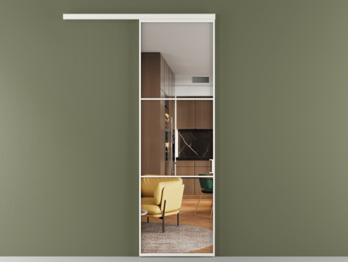 Перегородка Формато вдоль стены 1 створка АЛПР 040.03 Алюминий светло-серый Прозрачное стекло "Кристал Вижн", калёное Цена 758570 AMD  | Volhovec