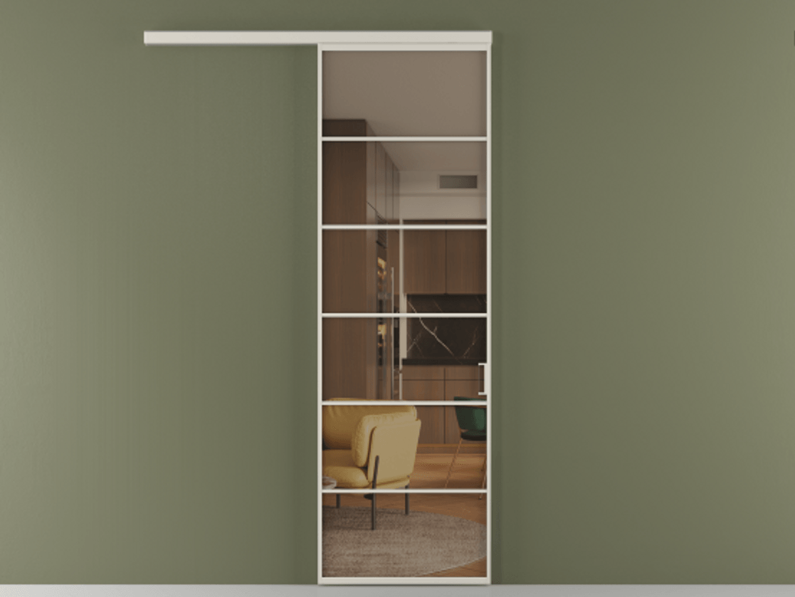 Перегородка Formato вдоль стены 1 створка АЛПР 040.04 Алюминий облачно-серый Прозрачное бронзовое стекло, триплекс Цена 757490 AMD  | Volhovec