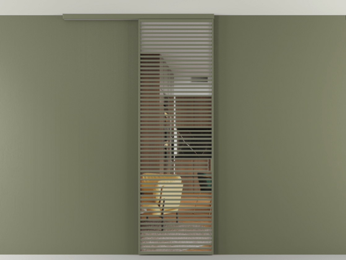 Перегородка Формато вдоль стены на потолок 1 створка АЛПР 040.07 Алюминий оливковый тёмный Прозрачное стекло "Кристал Вижн", калёное Цена 1305830 AMD | Volhovec