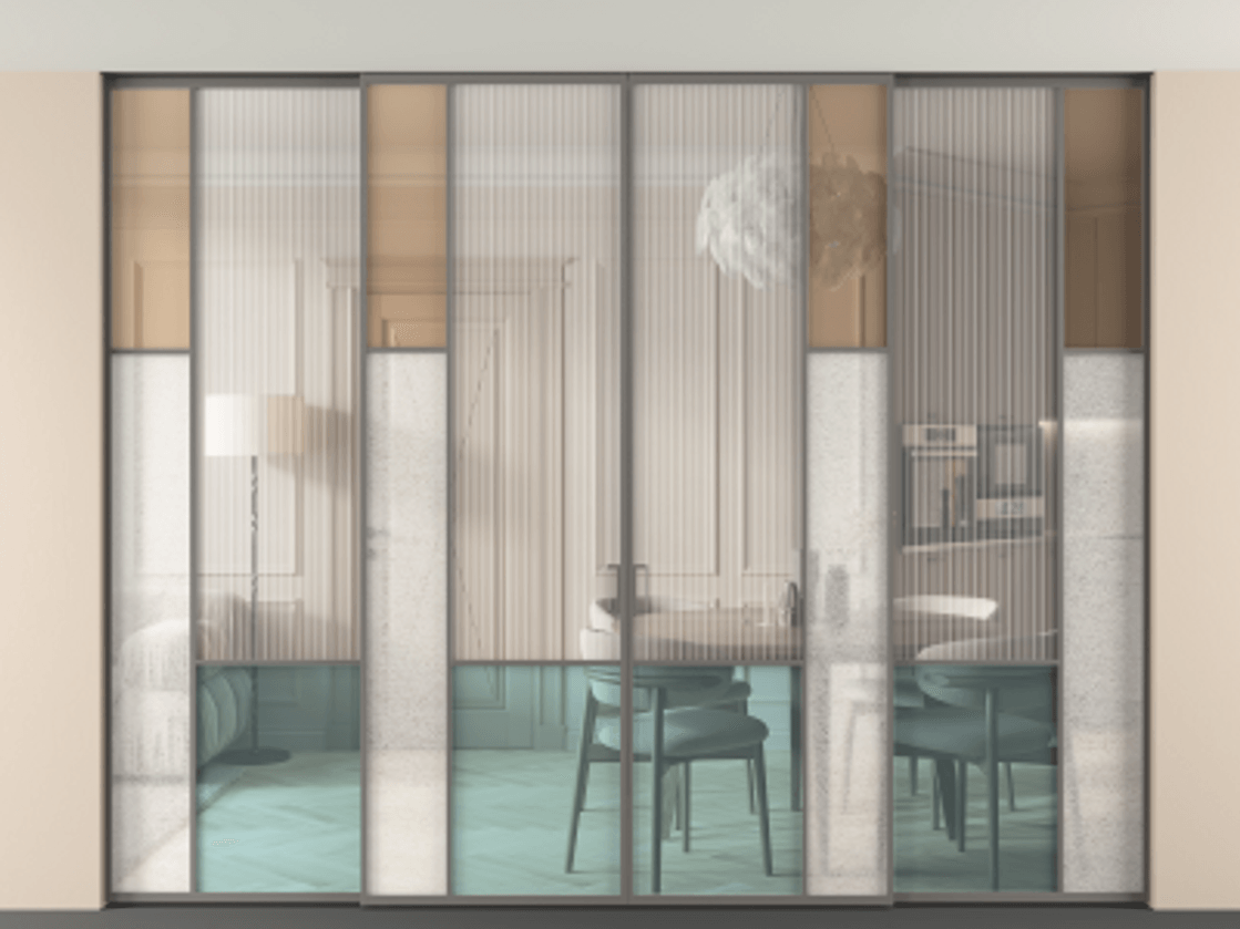 Перегородка Мозаик внутри проёма скрытое крепление в потолок 4 створки АЛПР 041.12 Алюминий классический серый Комбинация стекол Группы 1 и Группы 3. Цена 4162800 AMD . Фабрика дверей Волховец 8 (800) 551 43 19 Перегородка Мозаик внутри проёма скрытое крепление в потолок 4 створки АЛПР 041.12 Алюминий классический серый Комбинация стекол Группы 1 и Группы 3 Цена 4162800 AMD | Volhovec