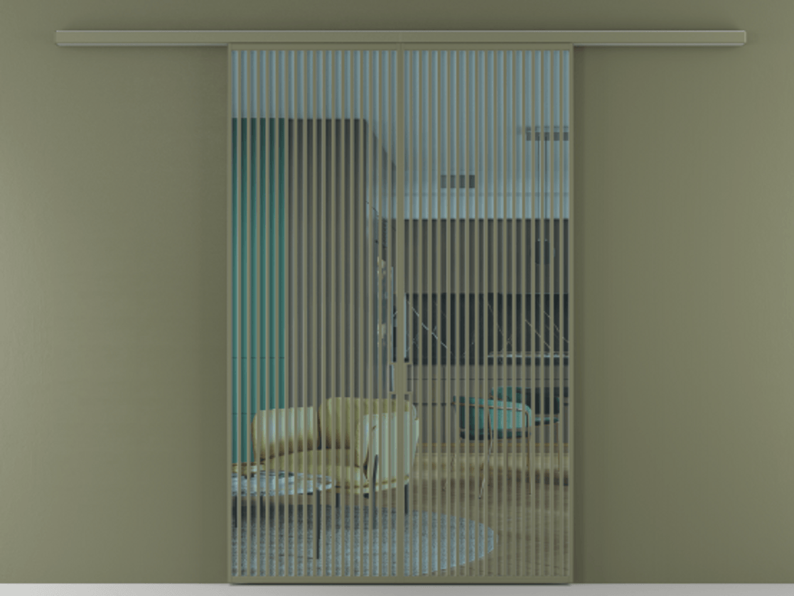 Перегородка Formato вдоль стены 2 створки АЛПР 040.06 Алюминий оливковый тёмный Прозрачное голубое стекло, триплекс Цена 2426200 AMD | Volhovec