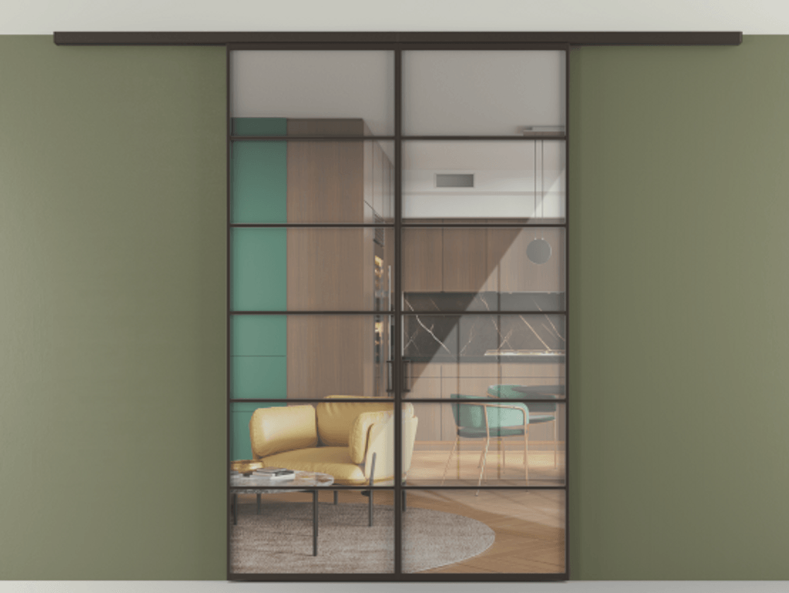 Перегородка Формато вдоль стены на потолок 2 створки АЛПР 040.04 Алюминий антрацит Рефлективное прозрачное стекло "Стопсол", калёное. Цена 11541 AZE 1. Полотно 2 шт. (800/2100 мм)
2. Комплект установки раздвижной системы
3. Базовый комплект фурнитуры
4.Ручка Рондо. Фабрика дверей Волховец 8 (800) 551 43 19 Перегородка Формато вдоль стены на потолок 2 створки АЛПР 040.04 Алюминий антрацит Рефлективное прозрачное стекло "Стопсол", калёное Цена 11541 AZE | Volhovec