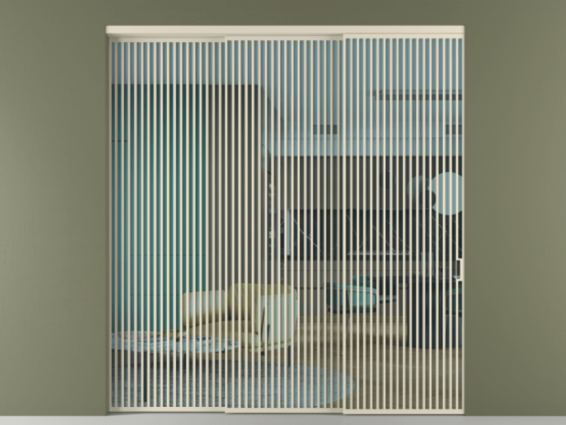 Перегородка Формато внутри проёма 3 створки с синхронным механизмом АЛПР 040.06 Алюминий бежево-серый Прозрачное голубое стекло, триплекс Цена 3909800 AMD  | Volhovec