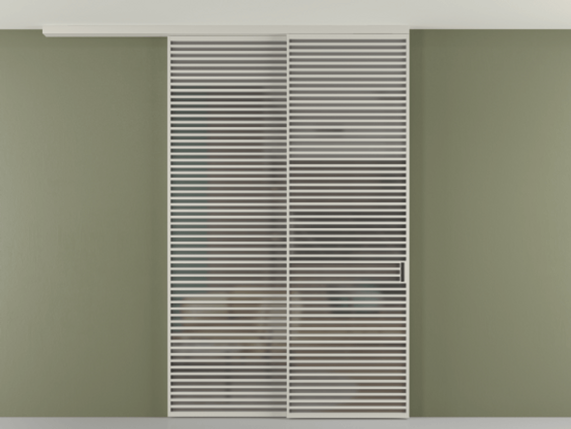 Перегородка Формато вдоль стены на потолок 2 створки с синхронным механизмом АЛПР 040.07 Алюминий тёплый серый Сатинированное серое стекло, триплекс Цена 3551530 AMD | Volhovec