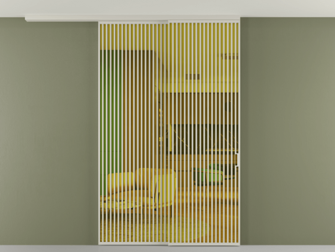 Перегородка Formato вдоль стены на потолок 2 створки с синхронным механизмом АЛПР 040.06 Алюминий тёплый серый Прозрачное жёлтое стекло, триплекс Цена 3037900 AMD | Volhovec