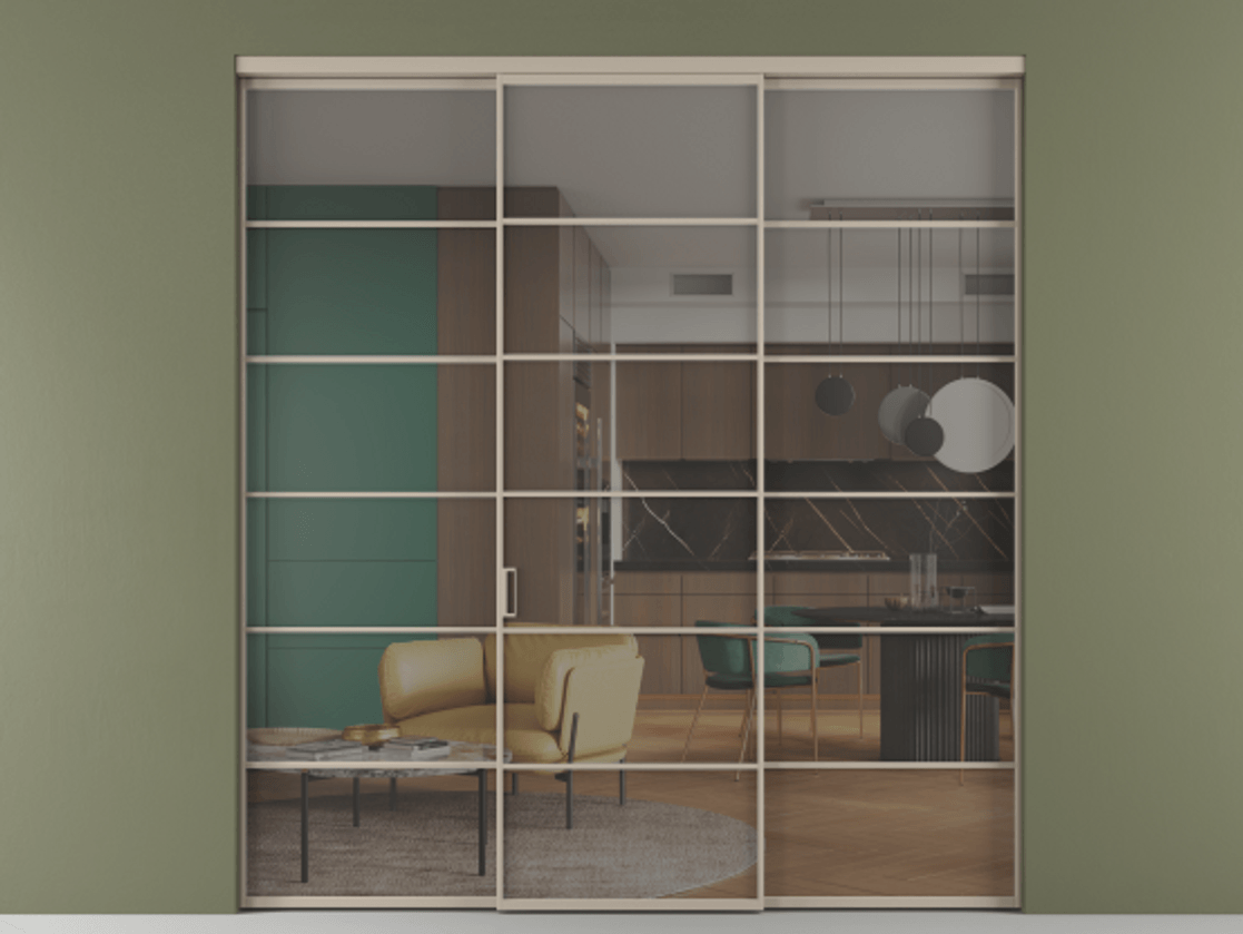 Перегородка Формато внутри проёма 3 створки АЛПР 040.04 Алюминий бисквитный Прозрачное серое стекло, триплекс. Цена 13280 AZE 1. Полотно 3 шт. (800/2100 мм)
2. Комплект установки раздвижной системы
3. Базовый комплект фурнитуры
4.Ручка Рондо. Фабрика дверей Волховец 8 (800) 551 43 19 Перегородка Формато внутри проёма 3 створки АЛПР 040.04 Алюминий бисквитный Прозрачное серое стекло, триплекс Цена 13280 AZE | Volhovec