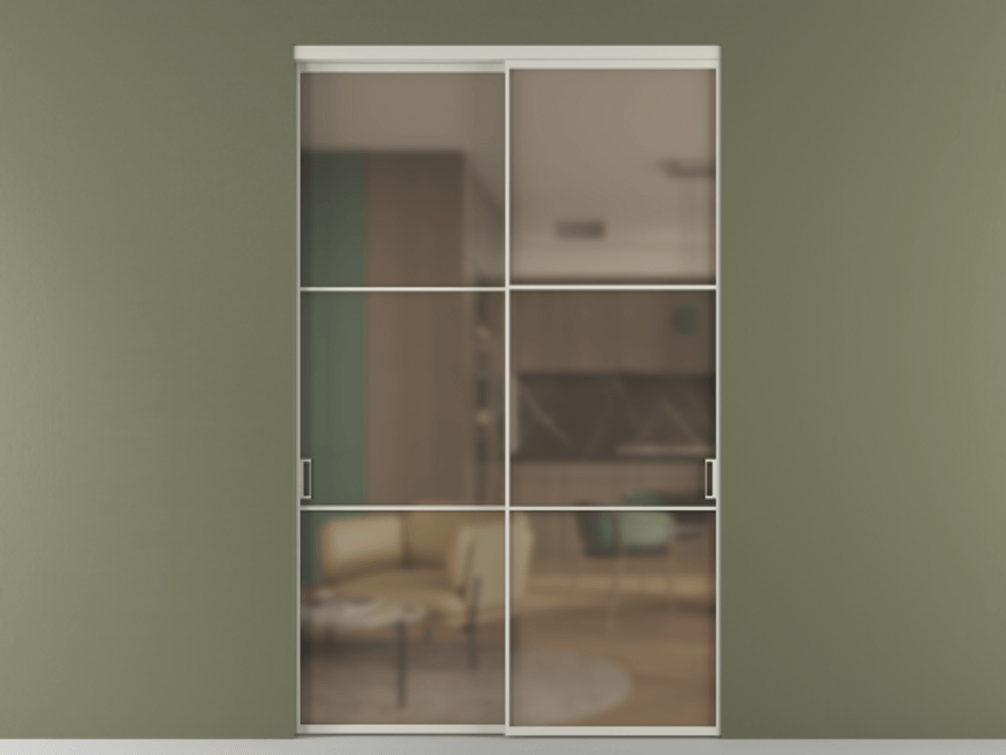 Перегородка Формато внутри проёма 2 створки АЛПР 040.03 Алюминий тёплый серый Сатинированное бронзовое стекло, триплекс Цена 2864510 AMD  | Volhovec