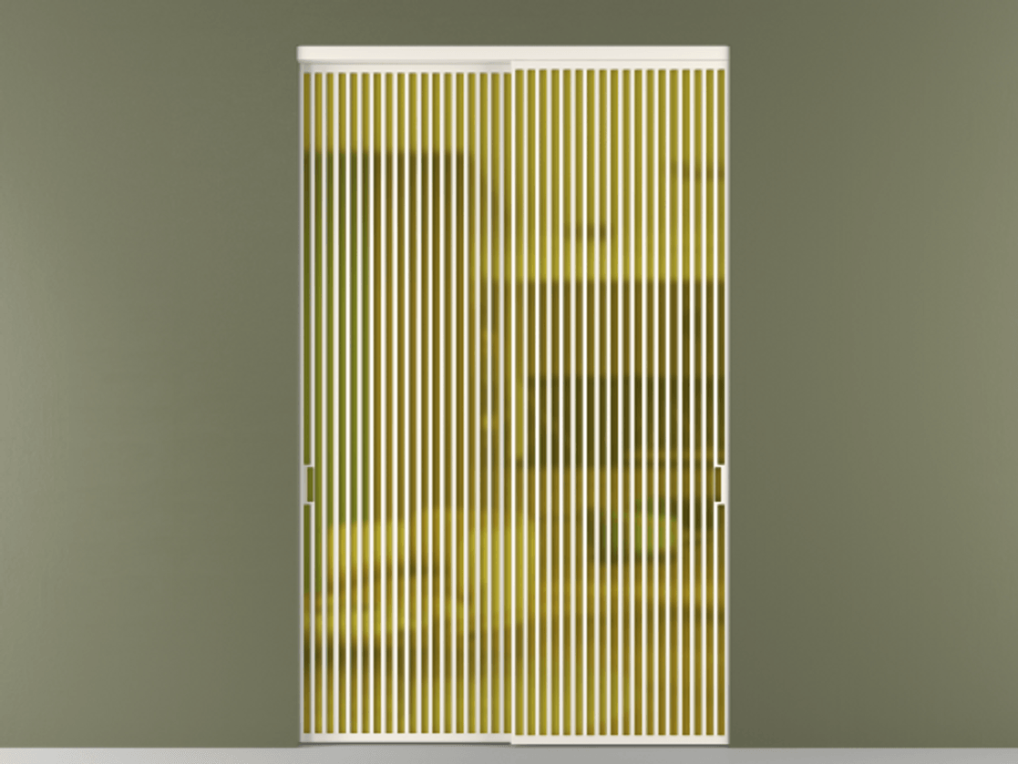 Перегородка Formato внутри проёма 2 створки АЛПР 040.06 Алюминий пудровый белый Сатинированное жёлтое стекло, триплекс Цена 3972600 AMD  | Volhovec