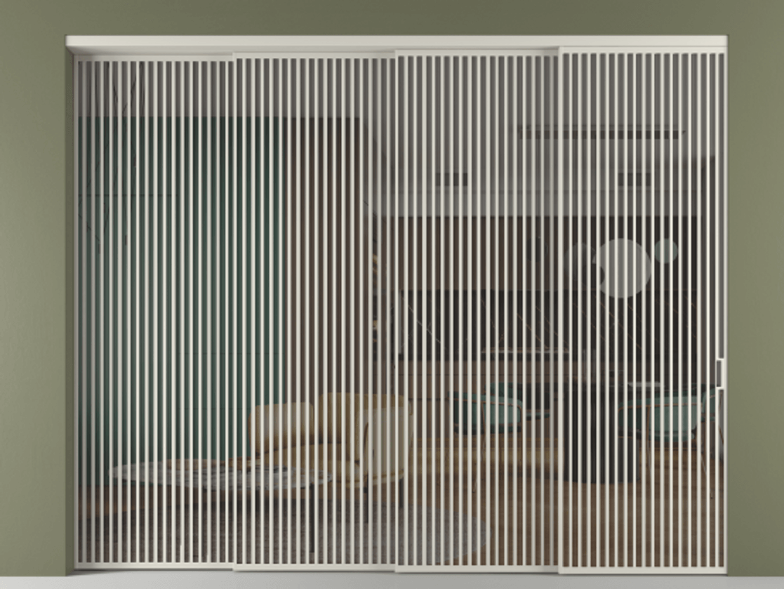 Перегородка Формато внутри проёма 4 створки с синхронным механизмом АЛПР 040.06 Алюминий тёплый серый Прозрачное серое стекло, триплекс Цена 5242250 AMD | Volhovec