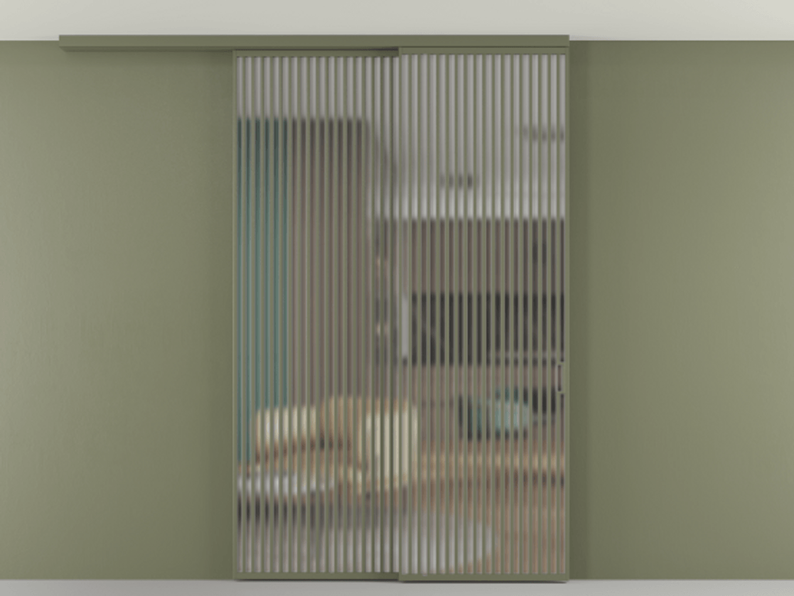 Перегородка Формато вдоль стены на потолок 2 створки с синхронным механизмом АЛПР 040.06 Алюминий оливковый тёмный Сатинированное стекло "Мателюкс Кристал Вижн", калёное, матовое, каленое 6 мм. Цена 3124200 AMD 1. Полотно 2 шт. (800/2100 мм)
2. Комплект установки раздвижной системы
3. Базовый комплект фурнитуры
4.Ручка Рондо. Фабрика дверей Волховец 8 (800) 551 43 19 Перегородка Формато вдоль стены на потолок 2 створки с синхронным механизмом АЛПР 040.06 Алюминий оливковый тёмный Сатинированное стекло "Мателюкс Кристал Вижн", калёное, матовое, каленое 6 мм Цена 3124200 AMD | Volhovec