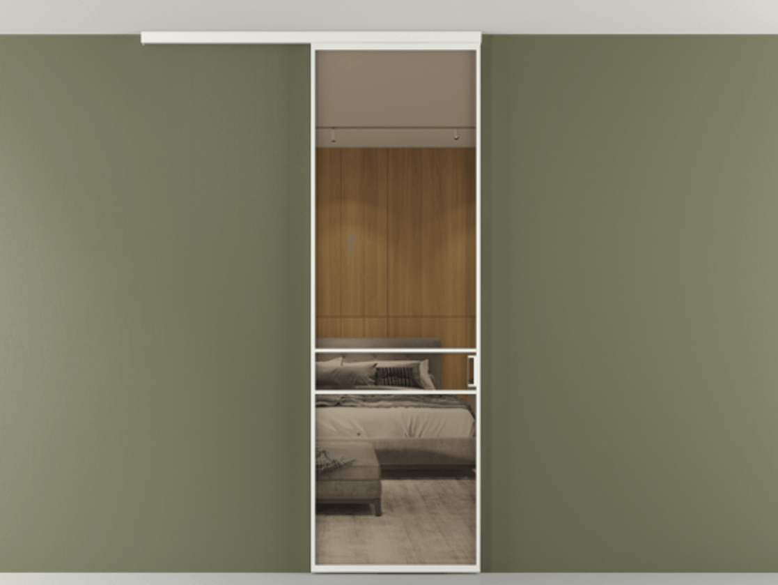 Перегородка Formato вдоль стены на потолок 1 створка АЛПР 040.02 Алюминий светло-серый Рефлективное бронзовое стекло "Стопсол", калёное Цена 846440 AMD | Volhovec