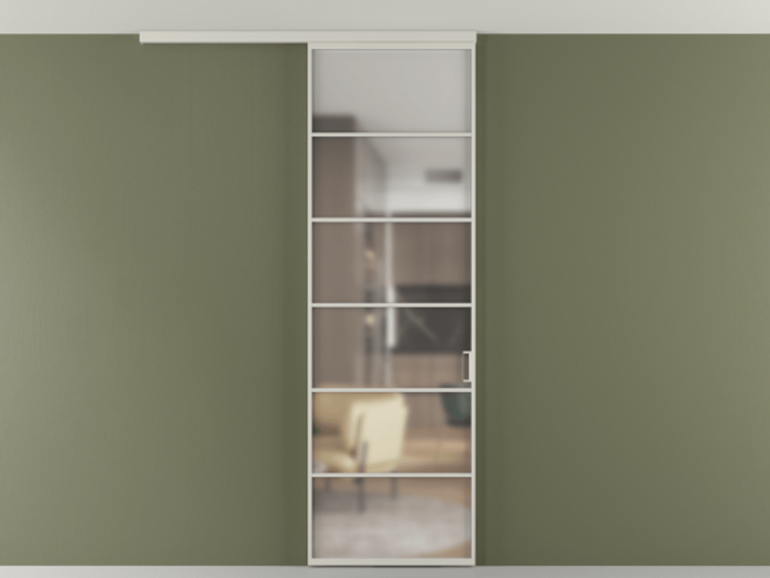 Перегородка Formato вдоль стены на потолок 1 створка АЛПР 040.04 Алюминий тёплый серый Сатинированное стекло "Мателюкс Кристал Вижн", калёное, матовое, каленое 6 мм Цена 904300 AMD | Volhovec