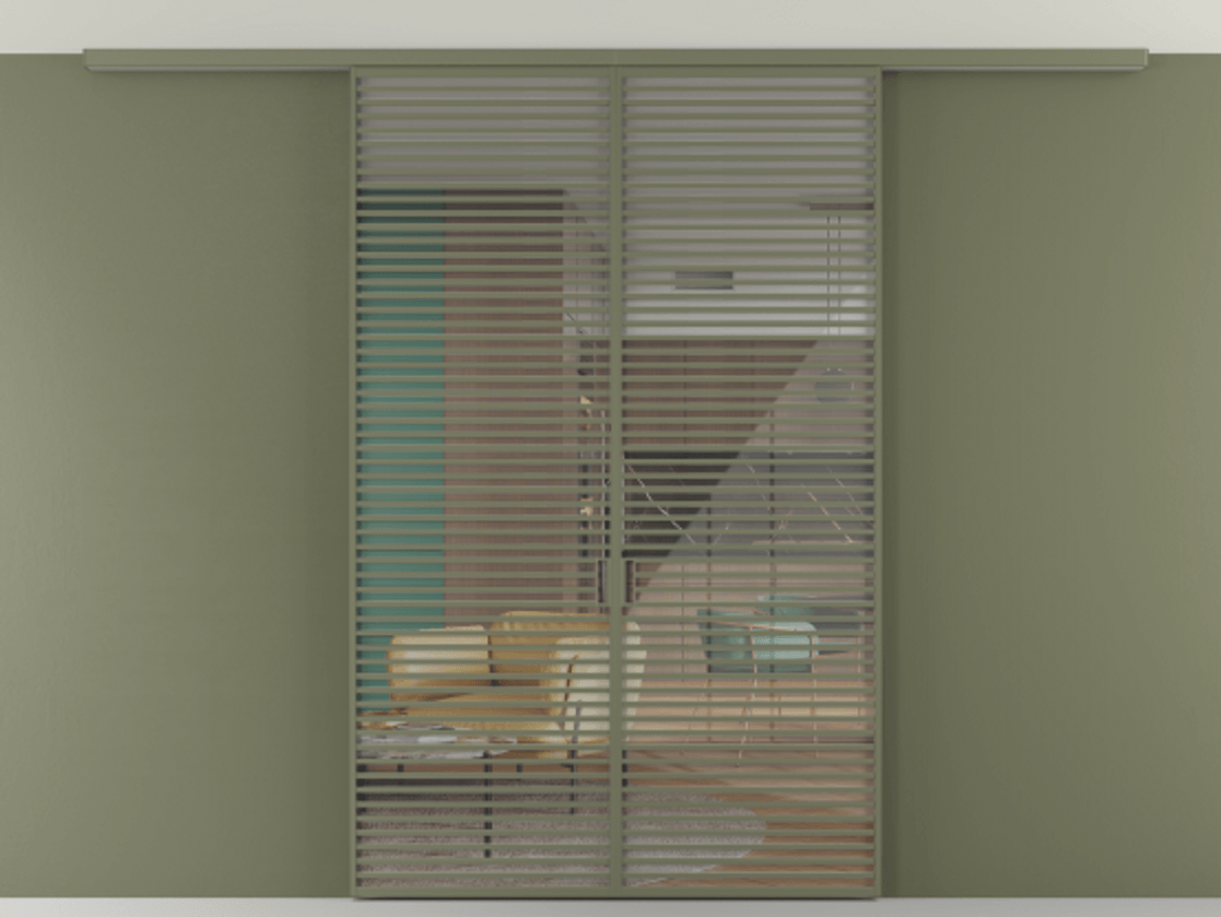 Перегородка Формато вдоль стены на потолок 2 створки АЛПР 040.07 Алюминий оливковый тёмный Рефлективное прозрачное стекло "Стопсол", калёное Цена 2563770 AMD | Volhovec