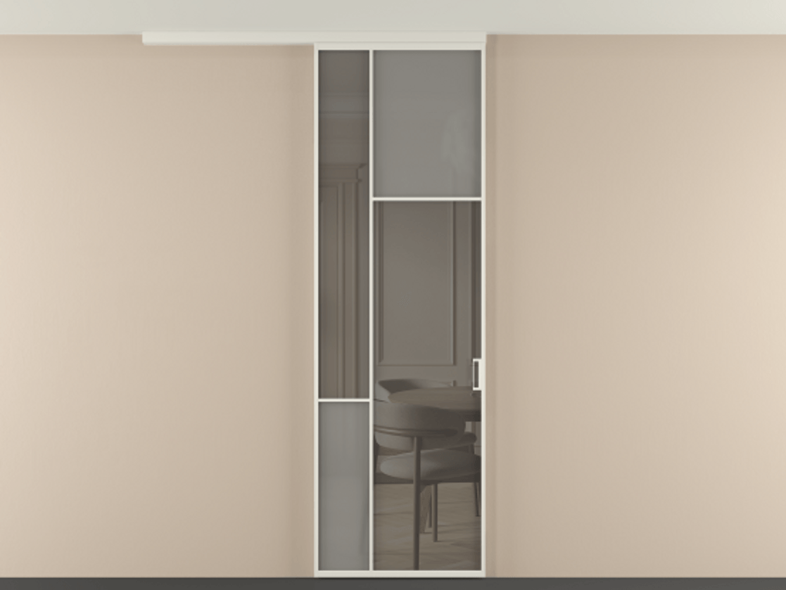 Перегородка Mosaic вдоль стены на потолок одностворчатая АЛПР 041.11 Алюминий Белый Сатинированное серое стекло, триплекс, 6 мм + Прозрачное серое стекло, триплекс, 6 мм. Скрытый короб БЕЛ Цена 823850 AMD . Фабрика дверей Волховец 8 (800) 551 43 19  Перегородка Mosaic вдоль стены на потолок одностворчатая АЛПР 041.11 Алюминий Белый Сатинированное серое стекло, триплекс, 6 мм + Прозрачное серое стекло, триплекс, 6 мм Цена 823850 AMD | Volhovec