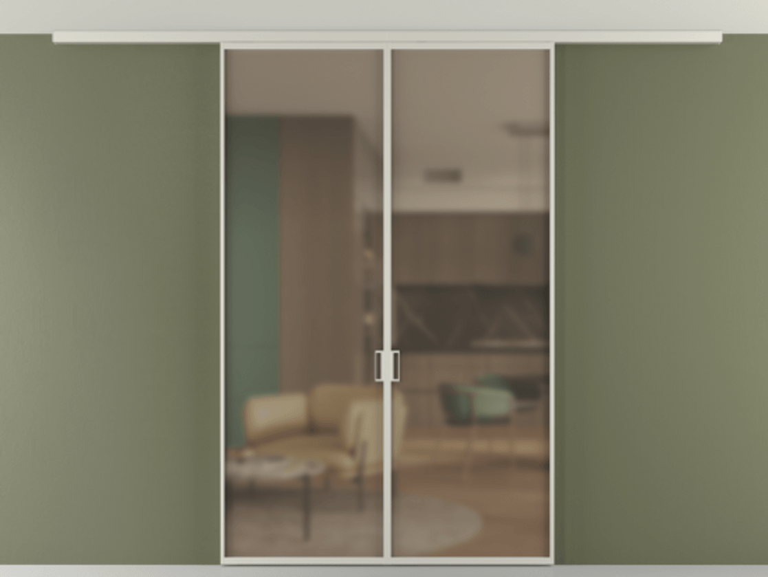 Перегородка Формато вдоль стены на потолок 2 створки АЛПР 040.01 Алюминий тёплый серый Сатинированное бронзовое стекло, триплекс Цена 1456970 AMD | Volhovec