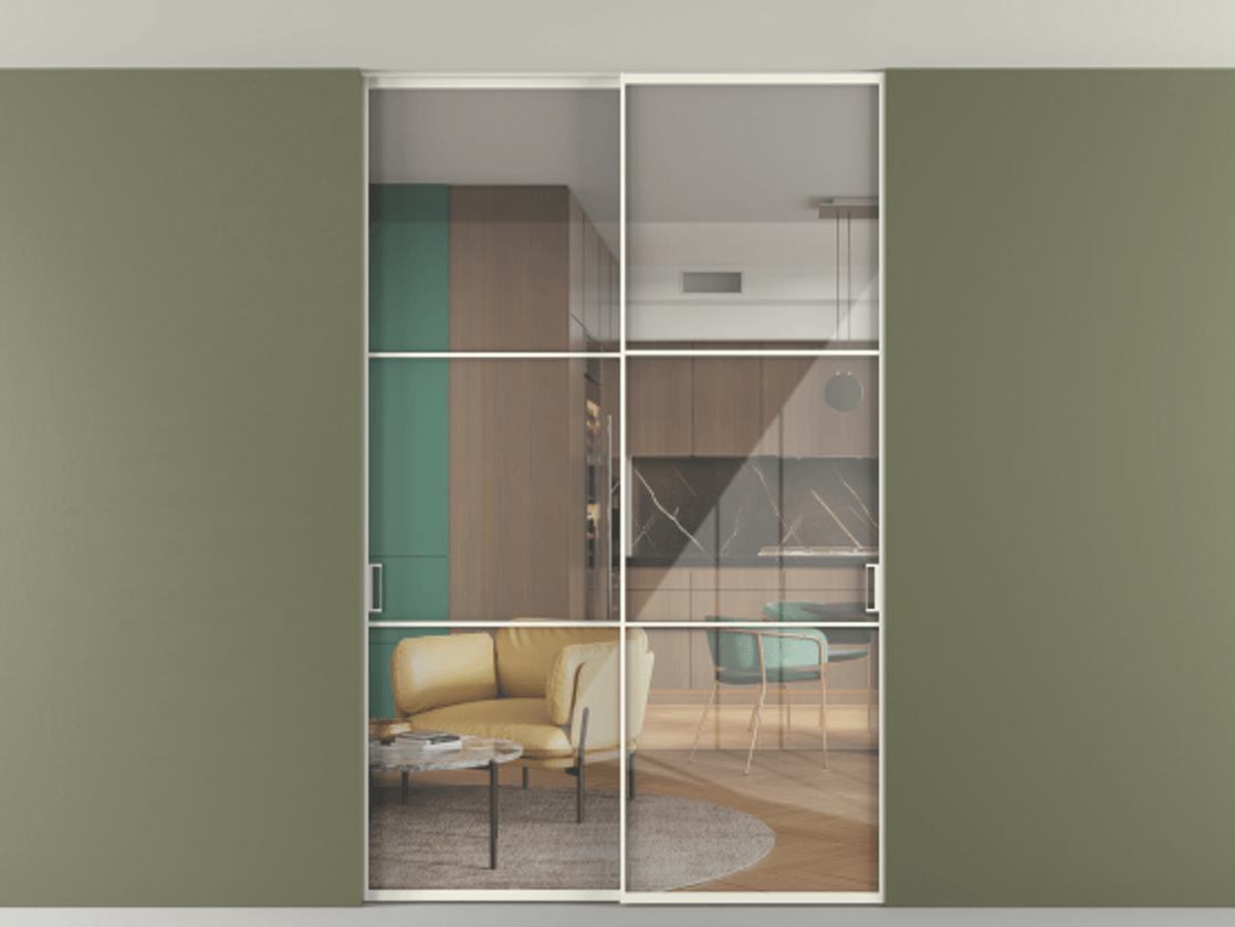 Перегородка Формато внутри проёма скрытое крепление в потолок 2 створки АЛПР 040.03 Алюминий жемчужный Рефлективное прозрачное стекло "Стопсол", калёное. Цена 2060430 AMD 1. Полотно 2 шт. (800/2100 мм)
2. Комплект установки раздвижной системы
3. Базовый комплект фурнитуры
4. Ручка Рондо. Фабрика дверей Волховец 8 (800) 551 43 19 Перегородка Формато внутри проёма скрытое крепление в потолок 2 створки АЛПР 040.03 Алюминий жемчужный Рефлективное прозрачное стекло "Стопсол", калёное Цена 2060430 AMD | Volhovec