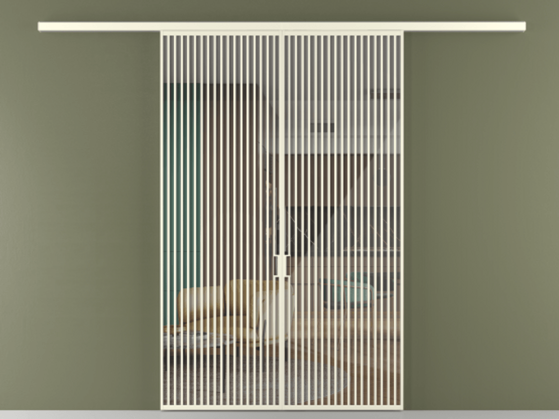 Перегородка Формато вдоль стены 2 створки АЛПР 040.06 Алюминий молочно-белый Рефлективное прозрачное стекло "Стопсол", калёное Цена 3001080 AMD | Volhovec