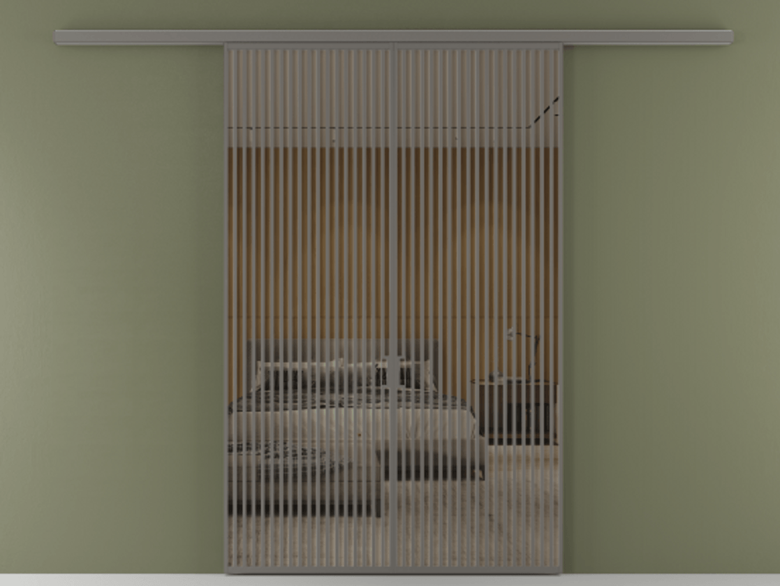 Перегородка Формато вдоль стены 2 створки АЛПР 040.06 Алюминий классический серый Рефлективное бронзовое стекло "Стопсол", калёное Цена 3001080 AMD | Volhovec