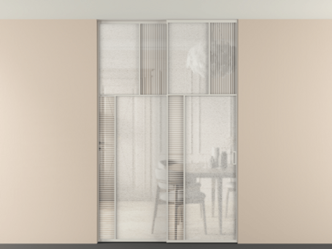 Перегородка Мозаик внутри проёма скрытое крепление в потолок 2 створки АЛПР 041.22 Алюминий тёплый серый Рифлёное стекло "Дюна", триплекс, 6 мм + Фактурное стекло "Лёд", триплекс. Цена 2296870 AMD . Фабрика дверей Волховец 8 (800) 551 43 19 Перегородка Мозаик внутри проёма скрытое крепление в потолок 2 створки АЛПР 041.22 Алюминий тёплый серый Рифлёное стекло "Дюна", триплекс, 6 мм + Фактурное стекло "Лёд", триплекс Цена 2296870 AMD | Volhovec