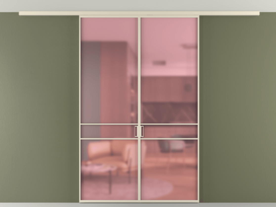 Перегородка Formato вдоль стены на потолок 2 створки АЛПР 040.02 Алюминий бежево-серый Сатинированное розовое стекло, триплекс Цена 1314200 AMD | Volhovec