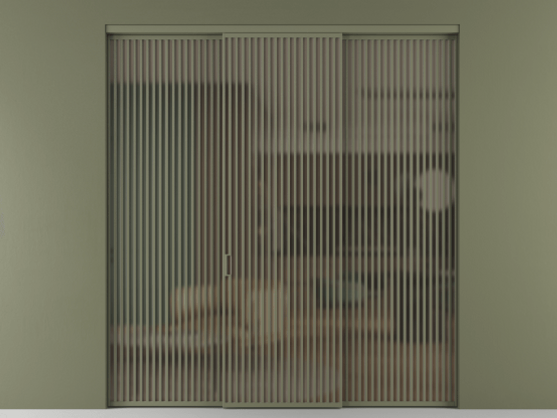 Перегородка Formato внутри проёма 3 створки АЛПР 040.06 Алюминий оливковый тёмный Сатинированное бронзовое стекло, триплекс Цена 3087230 AMD | Volhovec