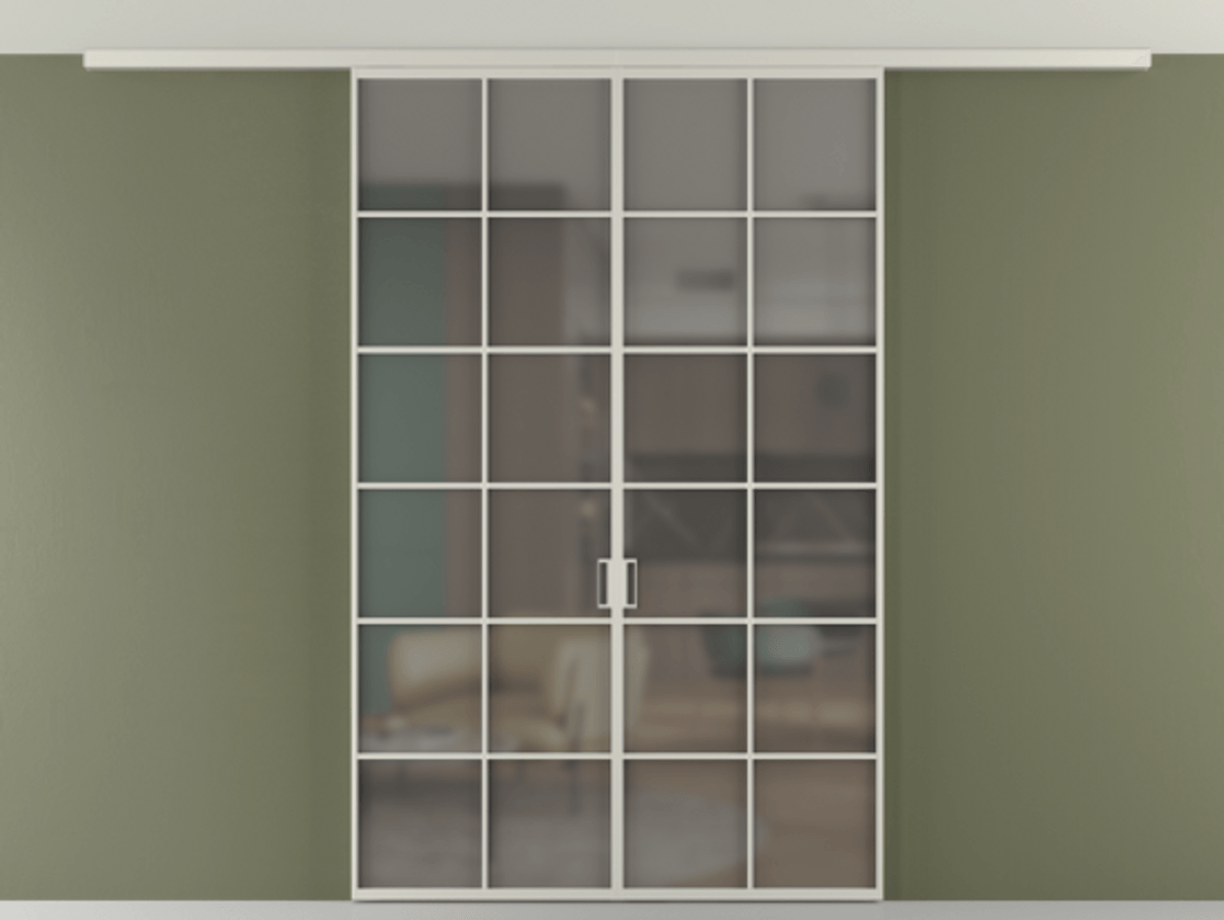 Перегородка Формато вдоль стены на потолок 2 створки АЛПР 040.05 Алюминий тёплый серый Сатинированное серое стекло, триплекс Цена 1652820 AMD | Volhovec