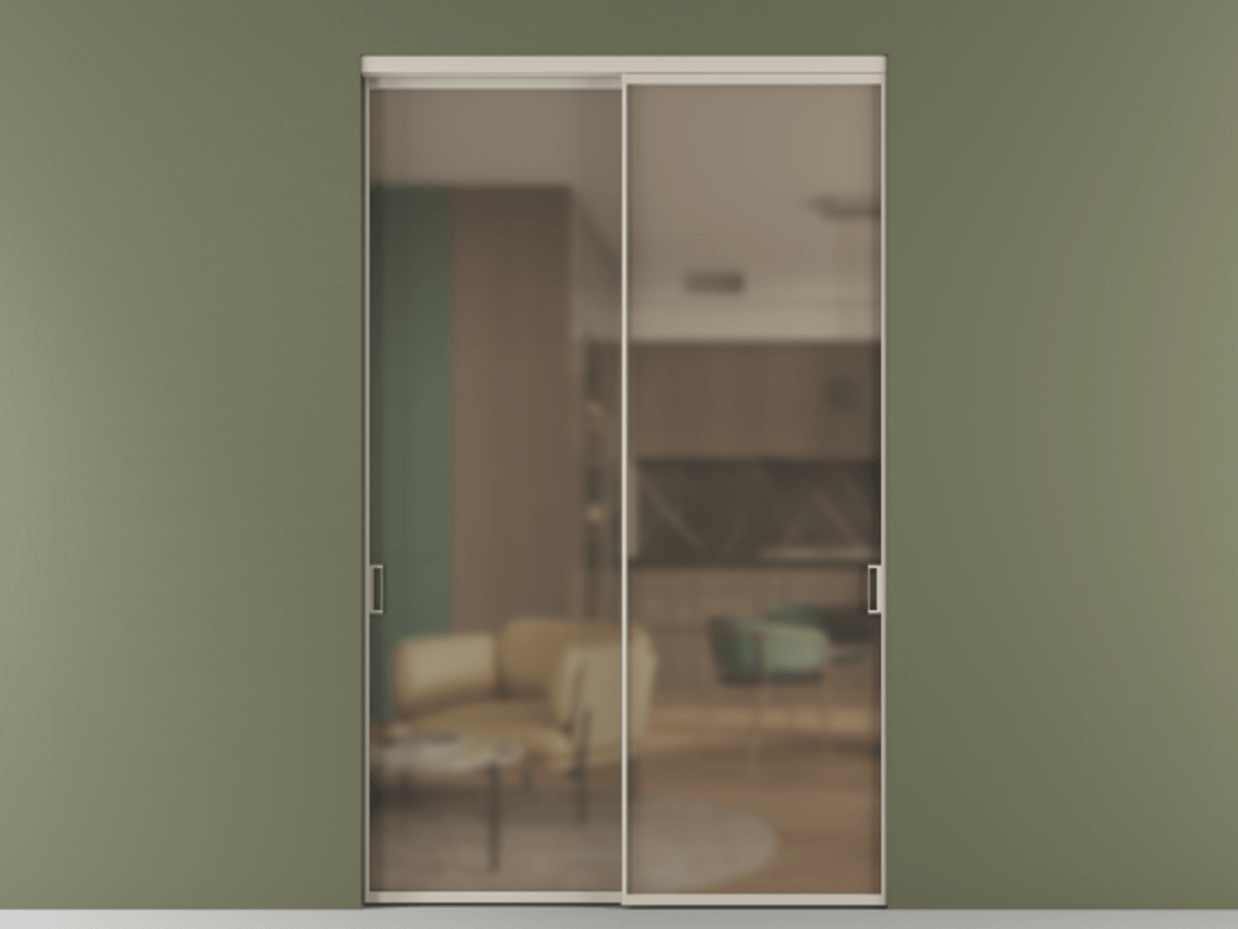 Перегородка Formato внутри проёма двустворчатая АЛПР 040.01 Алюминий светло-бежевый Сатинированное бронзовое стекло, триплекс Цена 1260450 AMD  | Volhovec