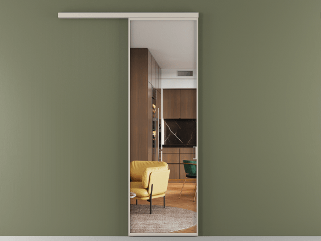 Перегородка Формато вдоль стены 1 створка АЛПР 040.01 Алюминий светло-бежевый Прозрачное стекло "Кристал Вижн", калёное Цена 729430 AMD  | Volhovec