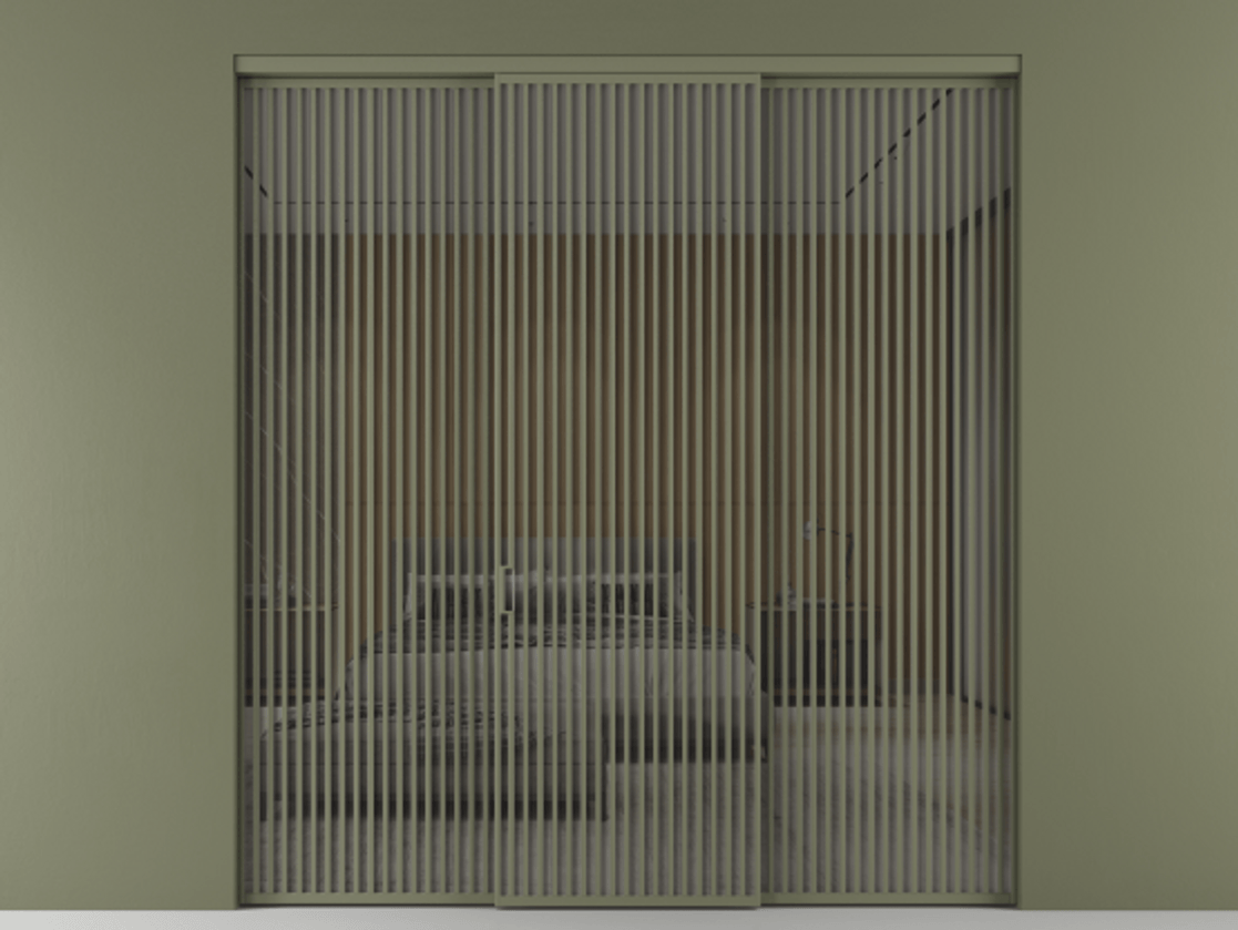 Перегородка Формато внутри проёма 3 створки АЛПР 040.06 Алюминий оливковый тёмный Рефлективное серое стекло "Стопсол", калёное Цена 4124630 AMD | Volhovec