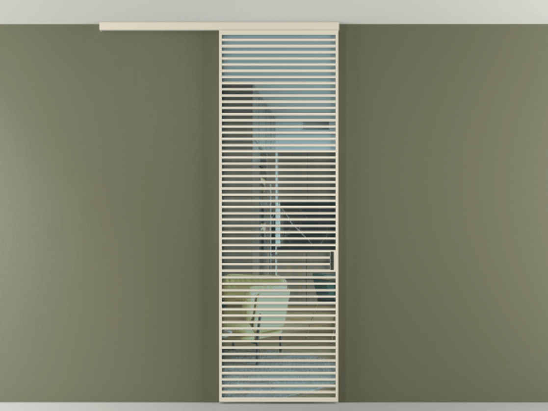 Перегородка Formato вдоль стены на потолок одностворчатая АЛПР 040.07 Алюминий бежево-серый Прозрачное голубое стекло, триплекс Цена 1374700 AMD | Volhovec