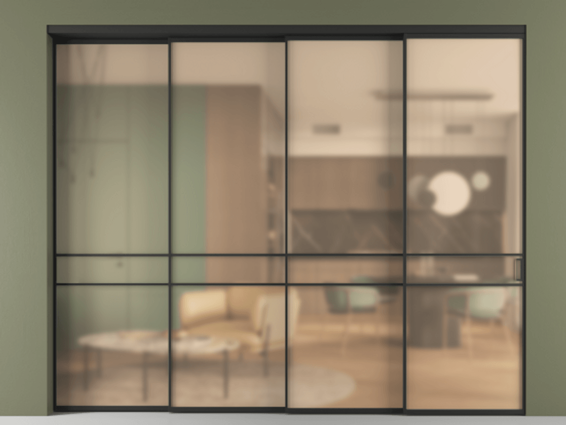 Перегородка Formato внутри проёма 4 створки с синхронным механизмом АЛПР 040.02 Алюминий Черный Сатинированное оранжевое стекло, триплекс. Скрытый короб ЧЕР Цена 2885100 AMD 1. Полотно 4 шт. (800/2100 мм)
2. Комплект установки раздвижной системы
3. Базовый комплект фурнитуры
4. Комплект фурнитуры телескопик синхро-3
5. Ручка RONDO
. Фабрика дверей Волховец 8 (800) 551 43 19 Перегородка Formato внутри проёма 4 створки с синхронным механизмом АЛПР 040.02 Алюминий Черный Сатинированное оранжевое стекло, триплекс Цена 2885100 AMD | Volhovec