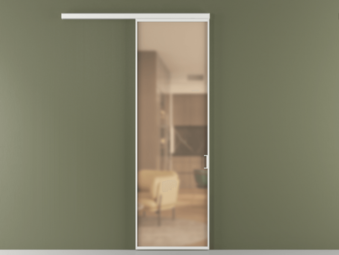 Перегородка Формато вдоль стены 1 створка АЛПР 040.01 Алюминий белоснежный Сатинированное оранжевое стекло, триплекс Цена 686300 AMD  | Volhovec